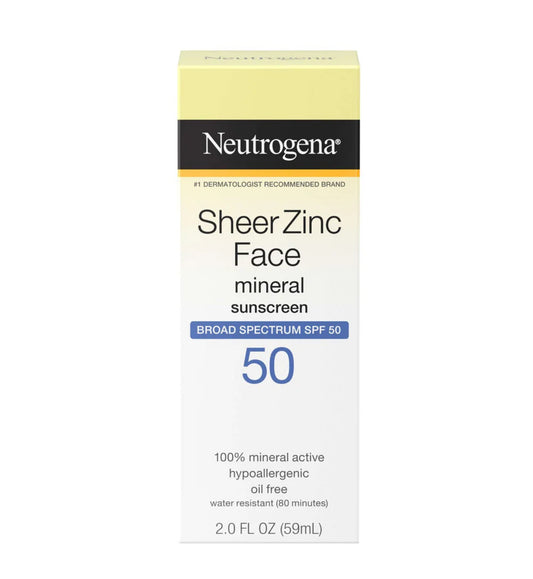 Neutrogena Sheer Zinc Face Sunscreen SPF 50 Save 8%
